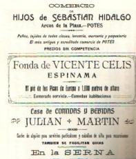 Anuncio de la Fonda de Vicente Celis en 1913. Pinche para verlo más grande