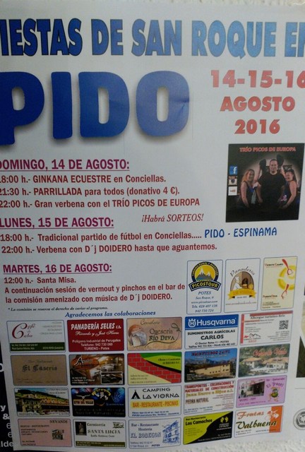 Cartel de las fiestas de San Roque en Pido. Pulse para verlo más grande